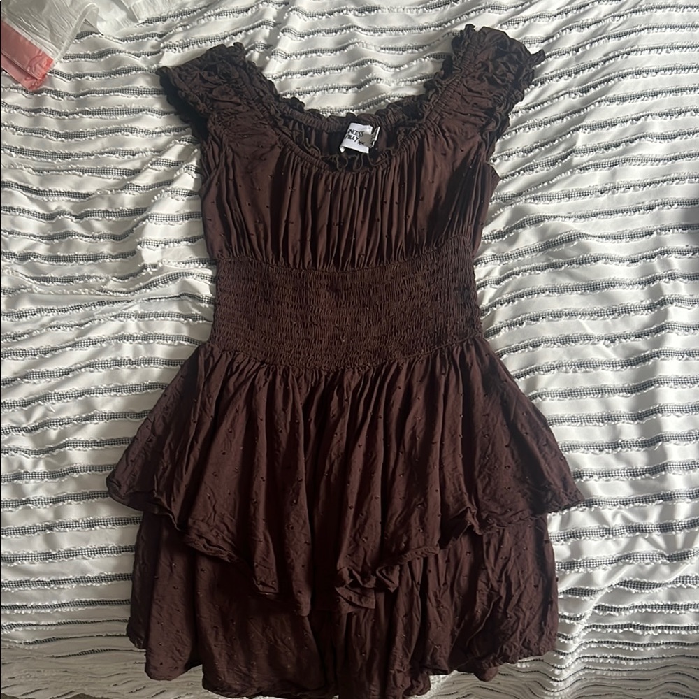 Princess Polly Brown Ruffled Romper